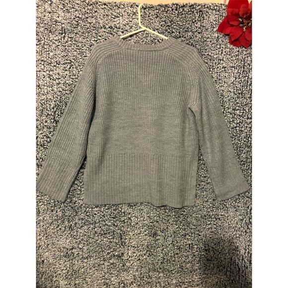 Zara Women's Gray V-Neck Pullover Sweater Size M Long Sleeve Casual - Picture 8 of 9
